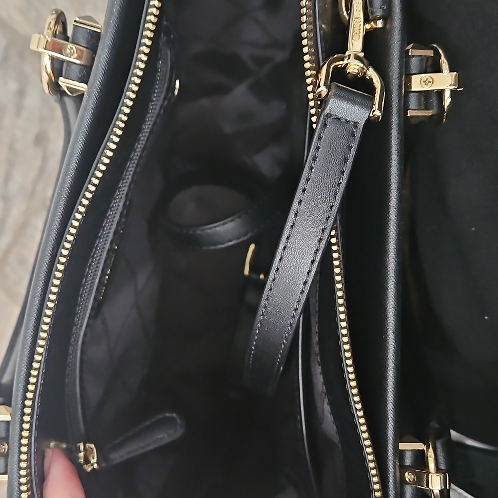 NEW MICHAEL Michael Kors Marilyn Medium Leather Satchel Black - Picture 6 of 8